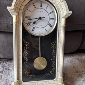 Cream and Gold Pendulum Wall Clock